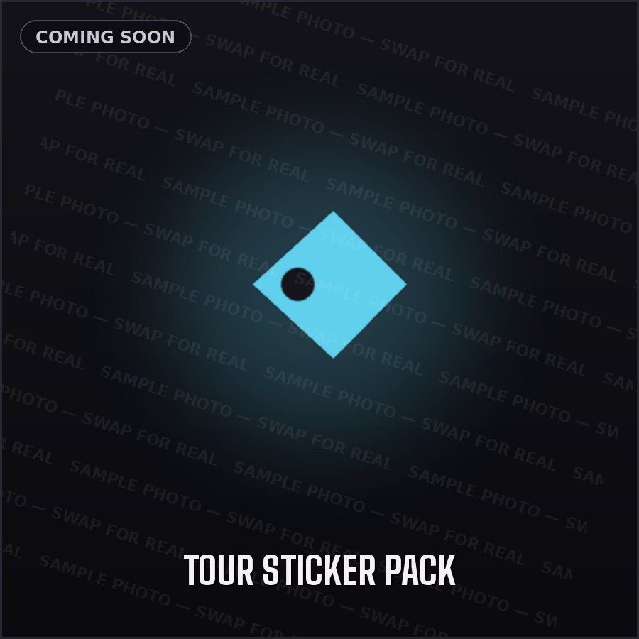 Tour Sticker Pack — sample placeholder, real product photo coming soon